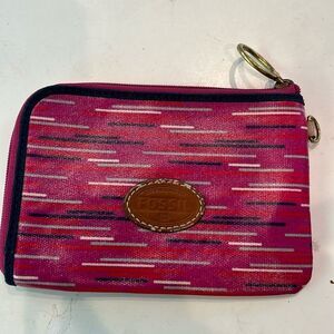 Fossil pink oil clot wallet with L zipper. Great condition.